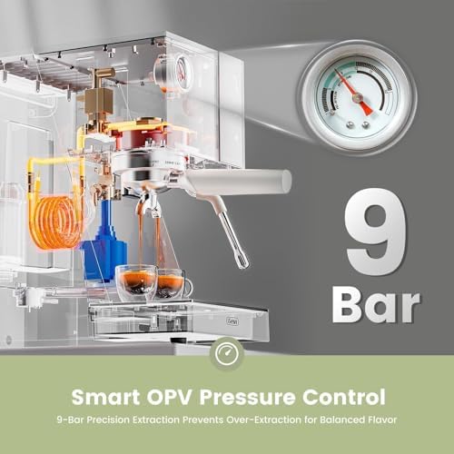 Gevi  2026 Upgrade  Commercial Espresso Machine 20Bar with Smart OPV Coffee Makers  Milk Frother & 58mm Portafilter  Dual Display Stainless Steel Cappuccino Maker for Home  Great Gift