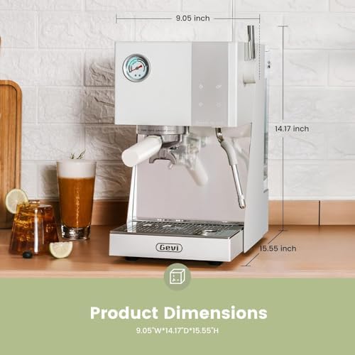 Gevi  2026 Upgrade  Commercial Espresso Machine 20Bar with Smart OPV Coffee Makers  Milk Frother & 58mm Portafilter  Dual Display Stainless Steel Cappuccino Maker for Home  Great Gift