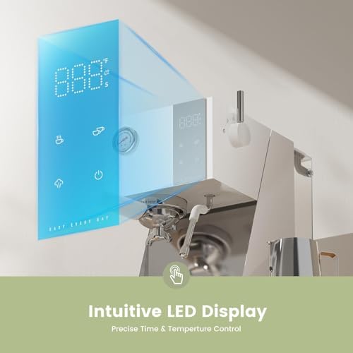 Gevi  2026 Upgrade  Commercial Espresso Machine 20Bar with Smart OPV Coffee Makers  Milk Frother & 58mm Portafilter  Dual Display Stainless Steel Cappuccino Maker for Home  Great Gift