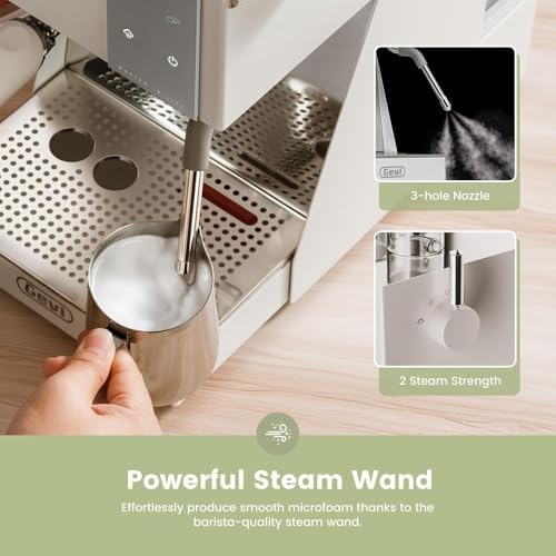 Gevi  2026 Upgrade  Commercial Espresso Machine 20Bar with Smart OPV Coffee Makers  Milk Frother & 58mm Portafilter  Dual Display Stainless Steel Cappuccino Maker for Home  Great Gift