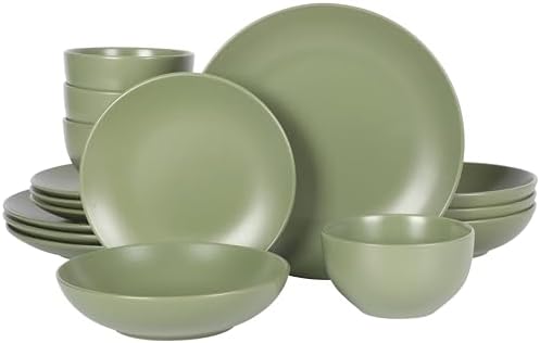 Gibson Home Rockaway 12 Piece Stoneware Dinnerware Set  Matte Finish  Service for 4  Modern Ceramic Plates and Bowls  Microwave & Dishwasher Safe   Soft Gray   Service for 4