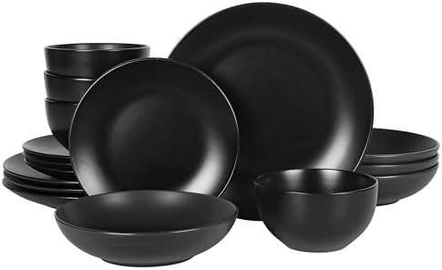 Gibson Home Rockaway 12 Piece Stoneware Dinnerware Set  Matte Finish  Service for 4  Modern Ceramic Plates and Bowls  Microwave & Dishwasher Safe   Soft Gray   Service for 4
