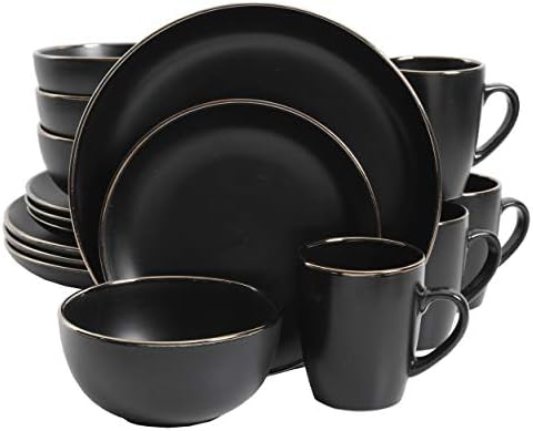 Gibson Home Rockaway 12 Piece Stoneware Dinnerware Set  Matte Finish  Service for 4  Modern Ceramic Plates and Bowls  Microwave & Dishwasher Safe   Soft Gray   Service for 4