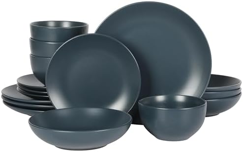 Gibson Home Rockaway 12 Piece Stoneware Dinnerware Set  Matte Finish  Service for 4  Modern Ceramic Plates and Bowls  Microwave & Dishwasher Safe   Soft Gray   Service for 4
