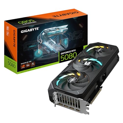 Gigabyte GeForce RTX 5080 Gaming OC 16G Graphics Card   16GB GDDR7  256bit  PCI E 5 0  2730MHz Core Clock  3 x DisplayPort  1 x HDMI  GV N5080GAMING OC 16GD
