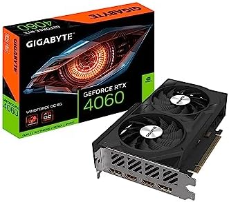 Gigabyte GeForce RTX 4060 WINDFORCE OC 8G Graphics Card  2X WINDFORCE Fans  8GB 128 bit GDDR6  GV N4060WF2OC 8GD Video Card