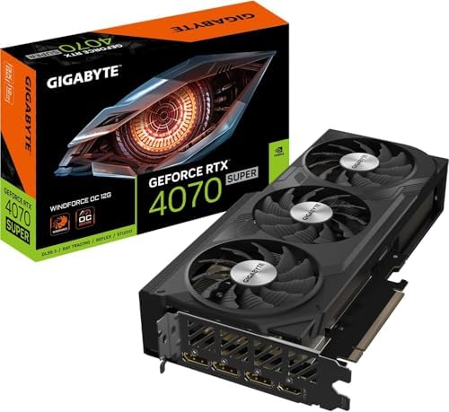 Gigabyte GeForce RTX 4070 Super WINDFORCE OC Graphics Card   2505MHz Core  12GB GDDR6X 21000MHz 192 bit Memory  PCI E 4 0  3X DP 1 4  1x HDMI 2 1a  NVIDIA DLSS 3 5  GV N407SWF3OC 12GD