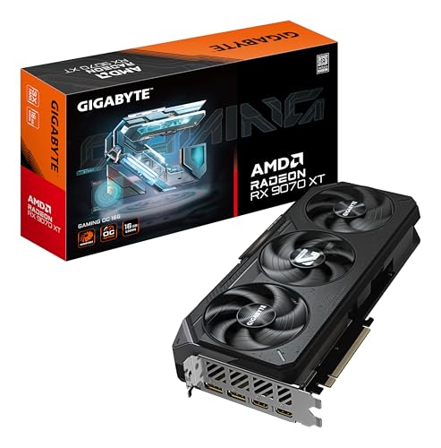 Gigabyte Radeon RX 9070 XT Gaming OC 16G Graphics Card   16 GB GDDR6  256 Bit  PCI E 5 0  3060 MHz Core Frequency  2 x DisplayPort  2 x HDMI  GV R9070XTGAMING OC 16GD