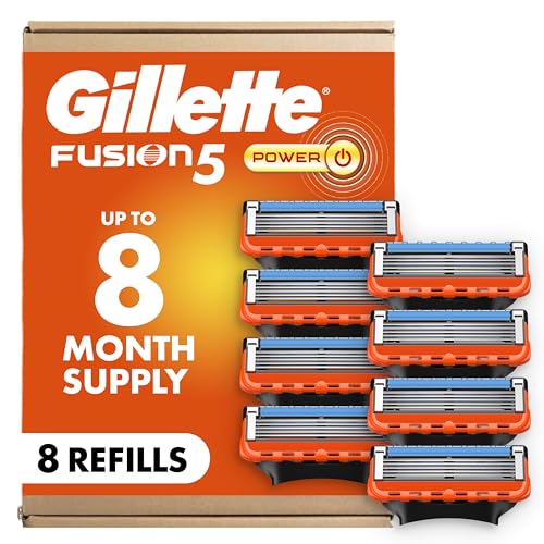 Gillette Fusion5 Power Razor Blade Refills for Men  8 Count  with Precision Trimmer