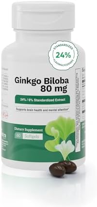 Ginkgo Biloba Supplement 80 mg   Supports Cognitive Function  Brain Health & Memory   Non GMO  Gluten Free Ginkgo Biloba Extract  90