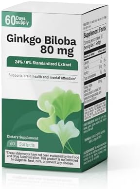 Ginkgo Biloba Supplement 80 mg   Supports Cognitive Function  Brain Health & Memory   Non GMO  Gluten Free Ginkgo Biloba Extract  90