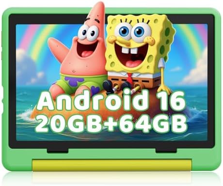 Gleeso Kids Tablet Android 16 Tablet with HD Display 10 1 inch Parental Control & Kids Mode  GMS Certified 20GB RAM 64GB ROM 1TB Expandable  5000mAh Battery  Dual Camera  Protective Case Green