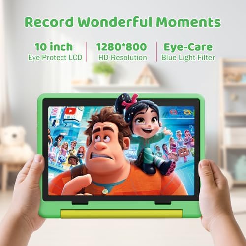 Gleeso Kids Tablet Android 16 Tablet with HD Display 10 1 inch Parental Control & Kids Mode  GMS Certified 20GB RAM 64GB ROM 1TB Expandable  5000mAh Battery  Dual Camera  Protective Case Green