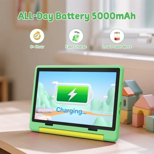 Gleeso Kids Tablet Android 16 Tablet with HD Display 10 1 inch Parental Control & Kids Mode  GMS Certified 20GB RAM 64GB ROM 1TB Expandable  5000mAh Battery  Dual Camera  Protective Case Green