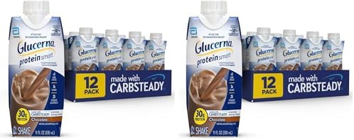 Glucerna Protein Smart Diabetes Care Shake  Chocolate  Diabetic Meal Replacement to Support Blood Sugar Management  30g Protein  150 Calories  Ready to Drink  11 fl oz Bottle   Pack of 24 