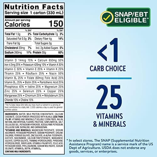 Glucerna Protein Smart Diabetes Care Shake  Chocolate  Diabetic Meal Replacement to Support Blood Sugar Management  30g Protein  150 Calories  Ready to Drink  11 fl oz Bottle   Pack of 24 