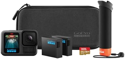 GoPro HERO13 Black Accessory Bundle   Includes The Handler  2 Enduro Batteries  2 Curved Adhesive Mounts  64GB SanDisk MicroSD Card  and Carrying Case