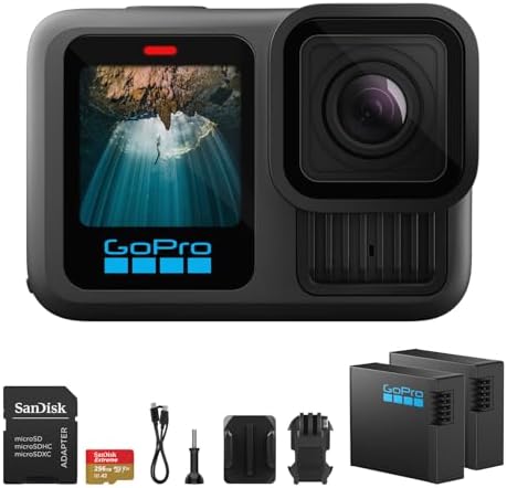 GoPro HERO13 Black Waterproof Action Camera   27MP  5 3K60 Ultra HD Video  Supports HB Series Lenses with Extra Enduro 1900mAh Li Ion Battery & 128GB Extreme microSDXC Memory Card Bundle Set