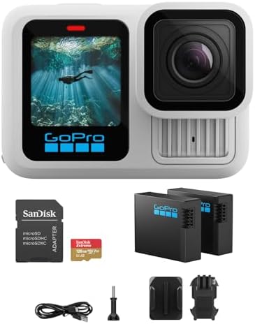 GoPro HERO13 Black Waterproof Action Camera   27MP  5 3K60 Ultra HD Video  Supports HB Series Lenses with Extra Enduro 1900mAh Li Ion Battery & 128GB Extreme microSDXC Memory Card Bundle Set