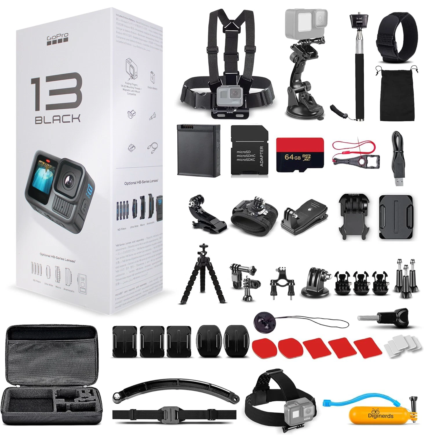 GoPro HERO13   Waterproof Action Camera   64GB Card and 50 Piece Accessory Kit