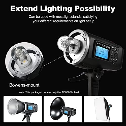 Godox AD600BM Bowens Mount 600Ws GN87 High Speed Sync Outdoor Flash Strobe Light with 2 4G Wireless X System  8700mAh Battery to Provide 500 Full Power