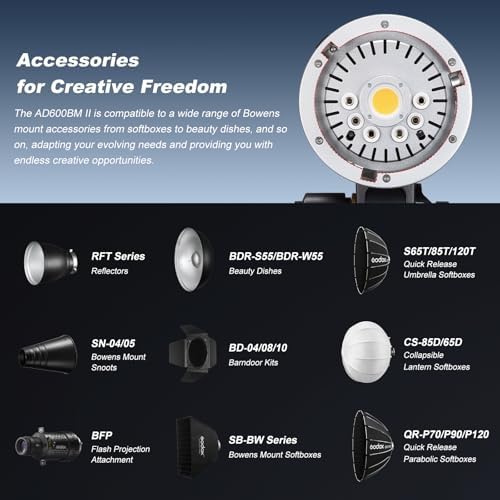 Godox AD600BM Bowens Mount 600Ws GN87 High Speed Sync Outdoor Flash Strobe Light with 2 4G Wireless X System  8700mAh Battery to Provide 500 Full Power