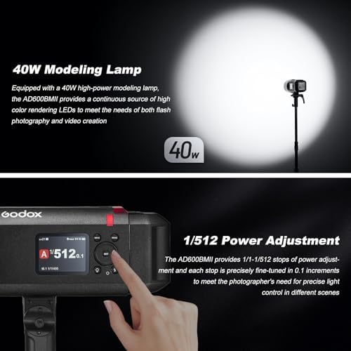 Godox AD600BM Bowens Mount 600Ws GN87 High Speed Sync Outdoor Flash Strobe Light with 2 4G Wireless X System  8700mAh Battery to Provide 500 Full Power