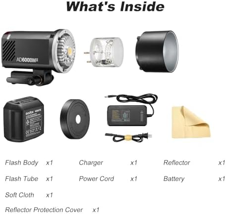 Godox AD600BM Bowens Mount 600Ws GN87 High Speed Sync Outdoor Flash Strobe Light with 2 4G Wireless X System  8700mAh Battery to Provide 500 Full Power