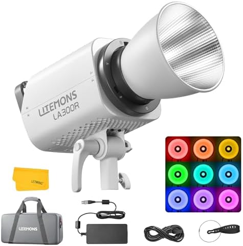 Godox LA300R K1 Full Color COB LED Video Light 330W RGB 1800 10000K CCT with G/M Adjustment 14 FX Effects NFC/APP Control Bowens Mount Continuous Output Lighting with Storage Bag for Live Streaming