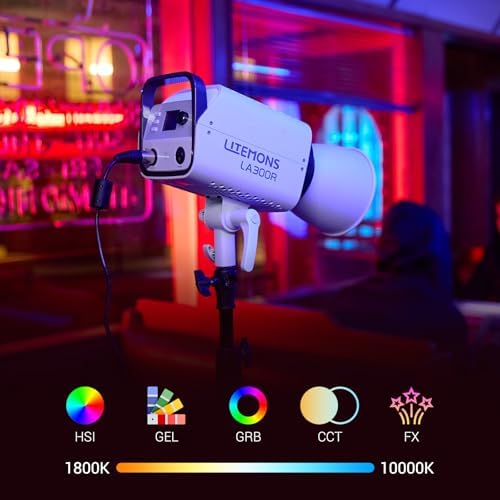 Godox LA300R K1 Full Color COB LED Video Light 330W RGB 1800 10000K CCT with G/M Adjustment 14 FX Effects NFC/APP Control Bowens Mount Continuous Output Lighting with Storage Bag for Live Streaming