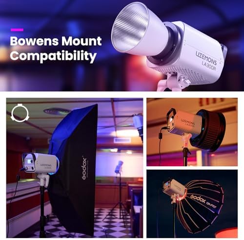 Godox LA300R K1 Full Color COB LED Video Light 330W RGB 1800 10000K CCT with G/M Adjustment 14 FX Effects NFC/APP Control Bowens Mount Continuous Output Lighting with Storage Bag for Live Streaming