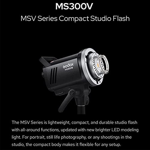 Godox MS300V 300W Studio Strobe Light Kit 2 4G Bowens Mount Photography Light with CF80 Quick Installation Softbox Stainless Steel Light Stand 5 in 1 Light Reflector for Studio Photography Lighting