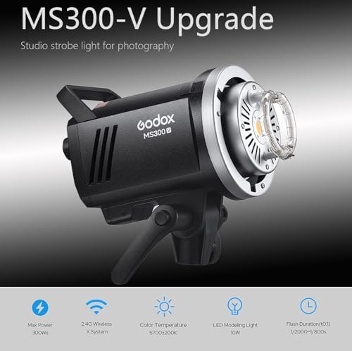 Godox MS300V Studio Strobe Light Kit for Photography  600W Flash Softbox Lighting with 2 4G X System APP Controlled Monolights  Flash Trigger  Softbox  Light Stands  Reflector Storage Bag  Umbrella