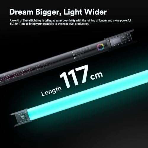 Godox TL120 RGB Tube Light 4 Packs  2700K 6500K Rechargeable Dimmable Full Color LED Video Light Stick 4 Lights  CRI 96   TLCI 98  with Built in 5200mAh Battery and APP DMX Control