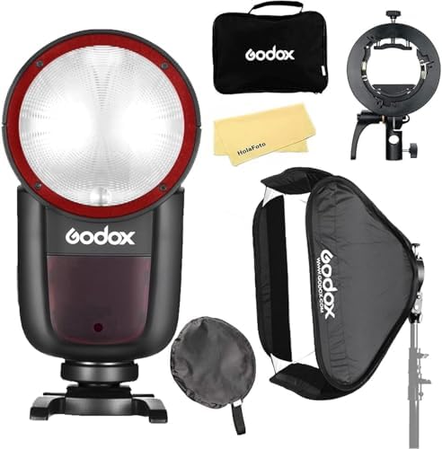Godox V1 V1 C V1C USA Version Camera Flash for Canon Camera Flash Speedlite Speedlight 76Ws 2 4G TTL1/8000 HSS 480 Full Power Shots 1 5s Recycle Time 2600mAh Li ion Battery 10 Levels LED Modeling Lamp