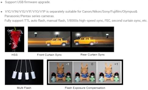 Godox V1 V1 C V1C USA Version Camera Flash for Canon Camera Flash Speedlite Speedlight 76Ws 2 4G TTL1/8000 HSS 480 Full Power Shots 1 5s Recycle Time 2600mAh Li ion Battery 10 Levels LED Modeling Lamp