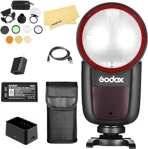 Godox V1 V1 S V1S Camera Flash for Sony Flash Speedlight Speedlite 76Ws 2 4G TTL1/8000 HSS 480 Full Power Shots 1 5s Recycle Time 7 2V/2600mAh Li ion Battery 10 Levels LED Modeling Lamp USA Version 