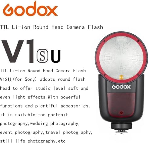 Godox V1 V1 S V1S Camera Flash for Sony Flash Speedlight Speedlite 76Ws 2 4G TTL1/8000 HSS 480 Full Power Shots 1 5s Recycle Time 7 2V/2600mAh Li ion Battery 10 Levels LED Modeling Lamp USA Version 