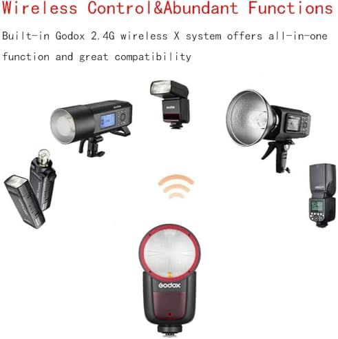 Godox V1 V1 S V1S Camera Flash for Sony Flash Speedlight Speedlite 76Ws 2 4G TTL1/8000 HSS 480 Full Power Shots 1 5s Recycle Time 7 2V/2600mAh Li ion Battery 10 Levels LED Modeling Lamp USA Version 