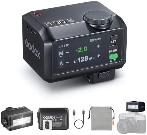 Godox iT30Pro S iT30Pro S Flash for Sony  2 4G Mini Sony Flash HSS 1/8000s  560 Full Power Flashes  2 8 Full Color Touchscreen  Built in Diffuser and Lithium Battery  TTL Auto Exposure Black