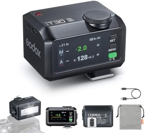 Godox iT30Pro S iT30Pro S Flash for Sony  2 4G Mini Sony Flash HSS 1/8000s  560 Full Power Flashes  2 8 Full Color Touchscreen  Built in Diffuser and Lithium Battery  TTL Auto Exposure Black