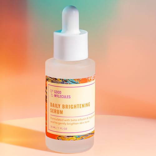 Good Molecules - Suero iluminador de uso diario 1oz/30ml, suero facial hidratante con beta arbutina y ácido hialurónico para iluminar, hidratar y equilibrar para un tono y textura uniformes
