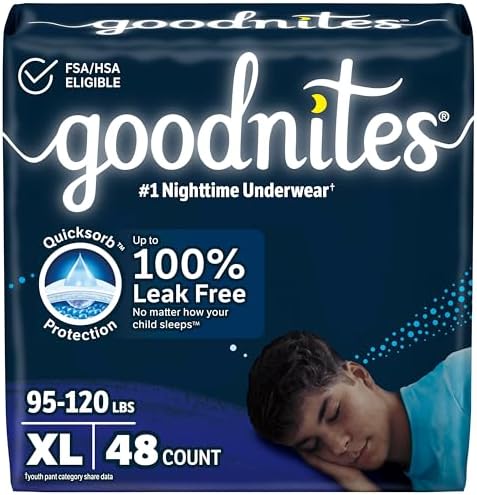Goodnites Boys Nighttime Bedwetting Underwear  Size Extra Large  95 120 lbs   9 Ct  Packaging May Vary