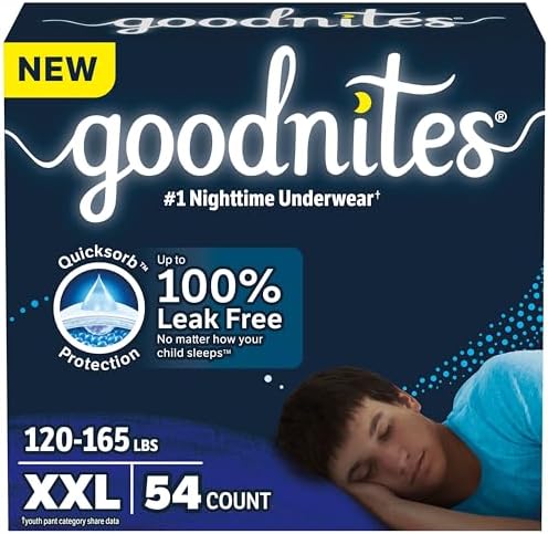 Goodnites Boys Nighttime Bedwetting Underwear  Size Extra Large  95 120 lbs   9 Ct  Packaging May Vary