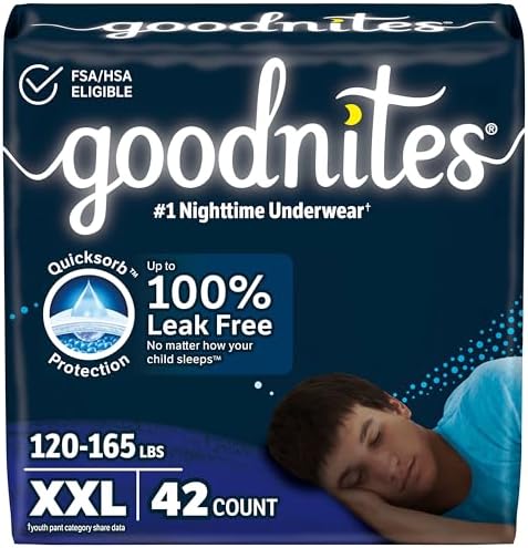 Goodnites Boys Nighttime Bedwetting Underwear  Size Extra Large  95 120 lbs   9 Ct  Packaging May Vary