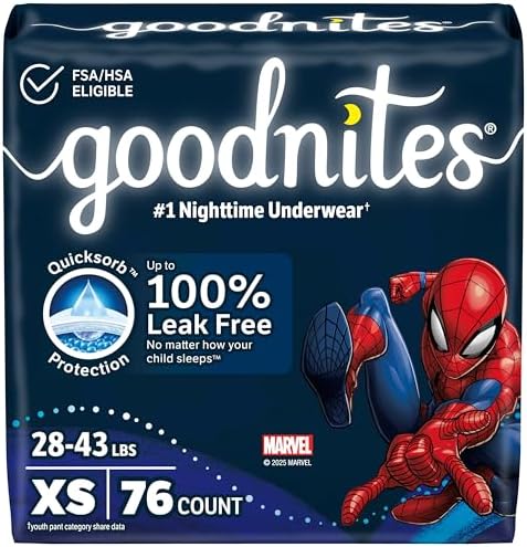 Goodnites Boys Nighttime Bedwetting Underwear  Size Extra Large  95 120 lbs   9 Ct  Packaging May Vary