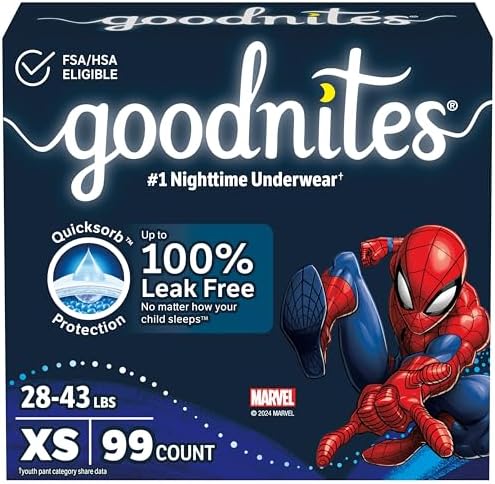 Goodnites Boys Nighttime Bedwetting Underwear  Size Extra Large  95 120 lbs   9 Ct  Packaging May Vary