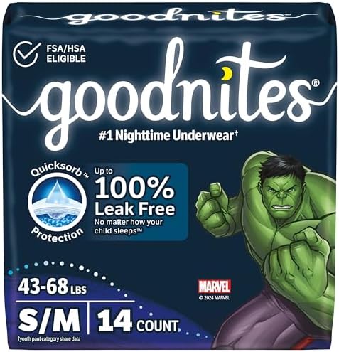 Goodnites Boys Nighttime Bedwetting Underwear  Size Extra Large  95 120 lbs   9 Ct  Packaging May Vary