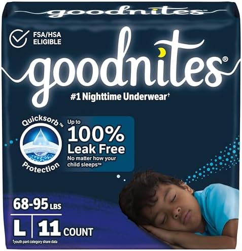 Goodnites Boys Nighttime Bedwetting Underwear  Size Extra Large  95 120 lbs   9 Ct  Packaging May Vary