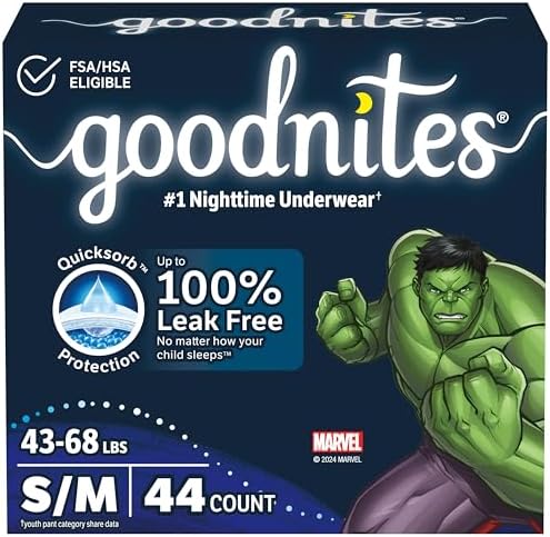 Goodnites Boys Nighttime Bedwetting Underwear  Size Extra Large  95 120 lbs   9 Ct  Packaging May Vary